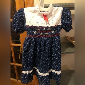 Vintage JM RAGS Blue polka dot dress so 6x